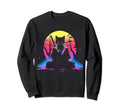 Synthwave Cat Samurai Mediation Sweatshirt - Trendy Graphic Men Women - T-Shirt, Sweatshirt, Hoodie