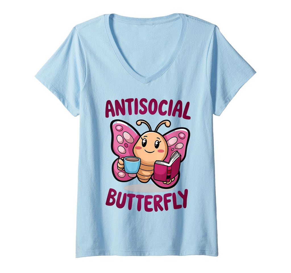 Womens Groovy Anti Social Butterfly T-Shirt - Unique Graphic for Adults - T-Shirt, Sweatshirt, Hoodie