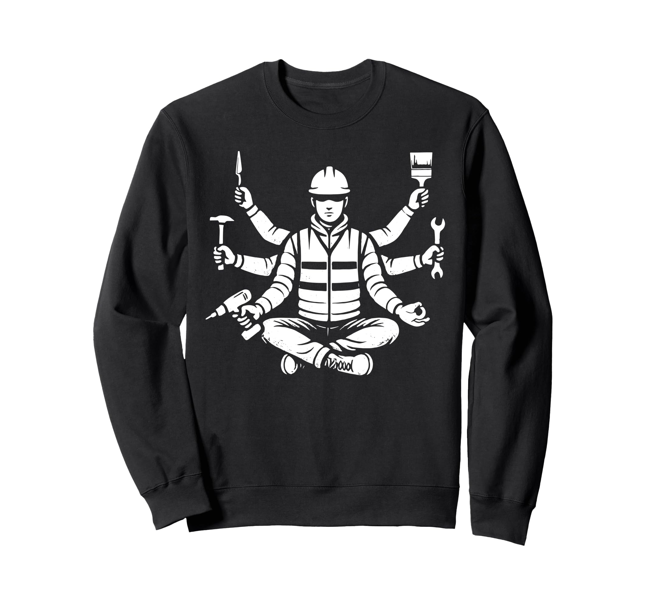 Funny Meditation Construction Worker Sweatshirt - Graphic Print for Adults - T-Shirt, Sweatshirt, Hoodie