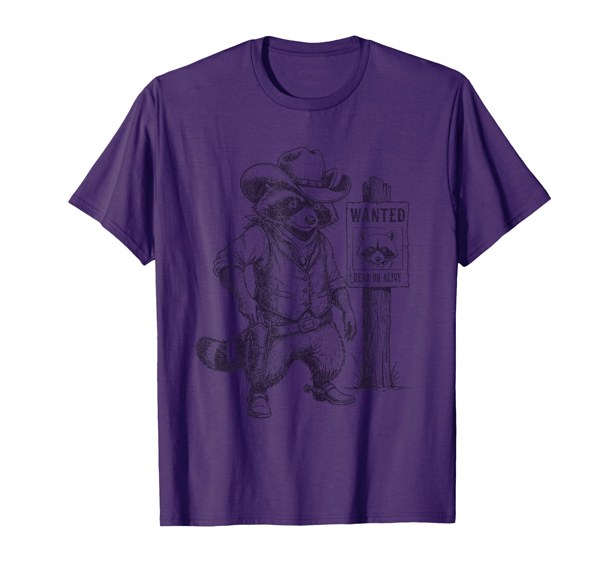 Raccoon Cowboy Western Outlaw T-Shirt - Minimalist Print for Adults - T-Shirt, Sweatshirt, Hoodie