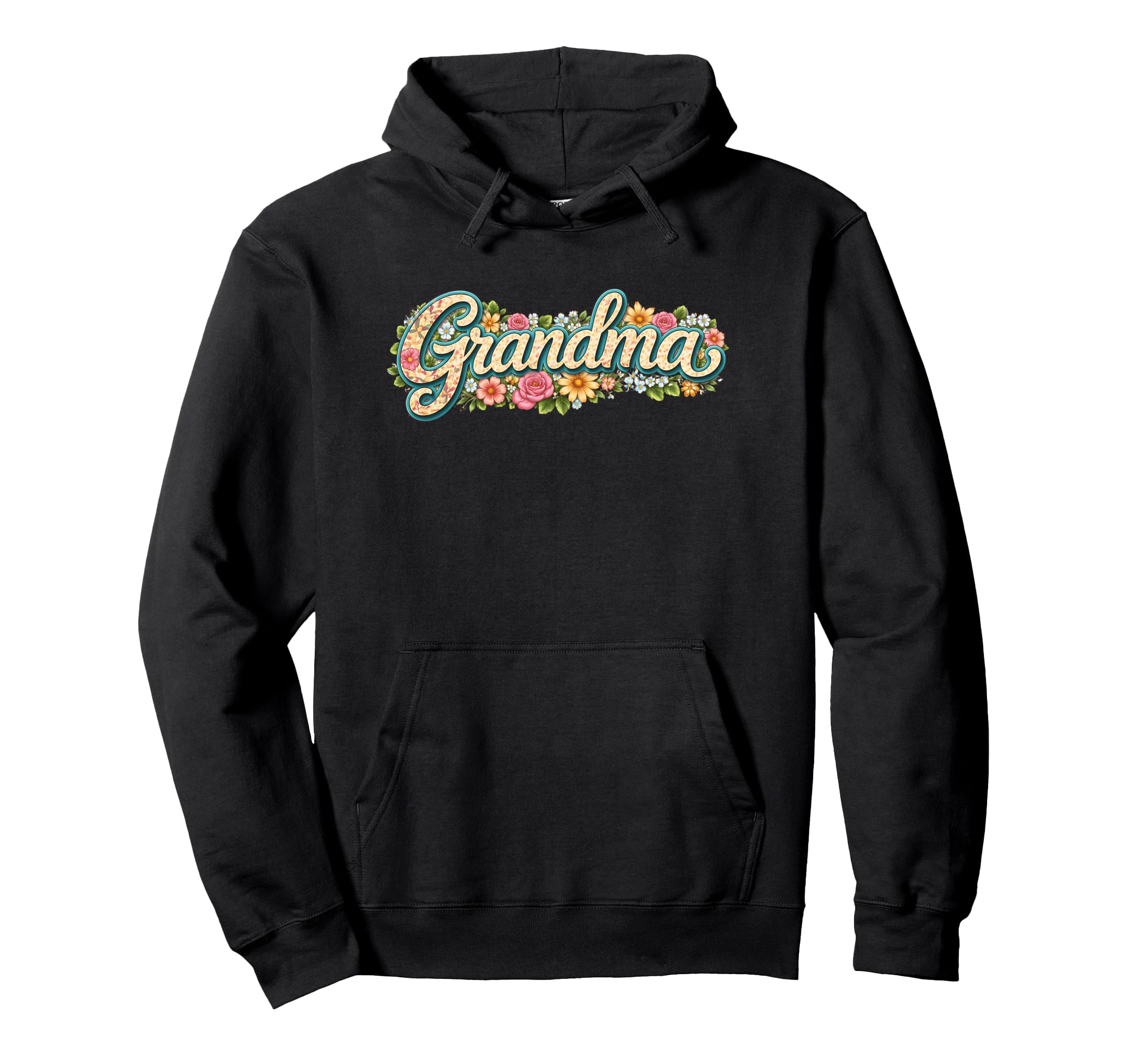 Grandma Floral Typography Flowers Hoodie - Trendy Graphic for Adults - T-Shirt, Sweatshirt, Hoodie