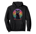 Vaporwave Black Cat Pixel Hoodie - Fun Novelty Design for Adults - T-Shirt, Sweatshirt, Hoodie