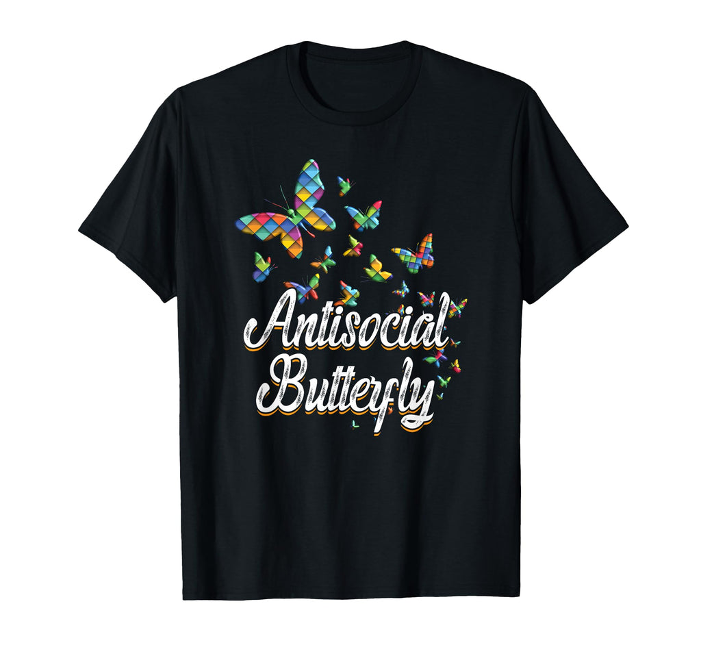 Antisocial Butterfly Geometric Pattern T-Shirt - Trendy Graphic Unisex - T-Shirt, Sweatshirt, Hoodie