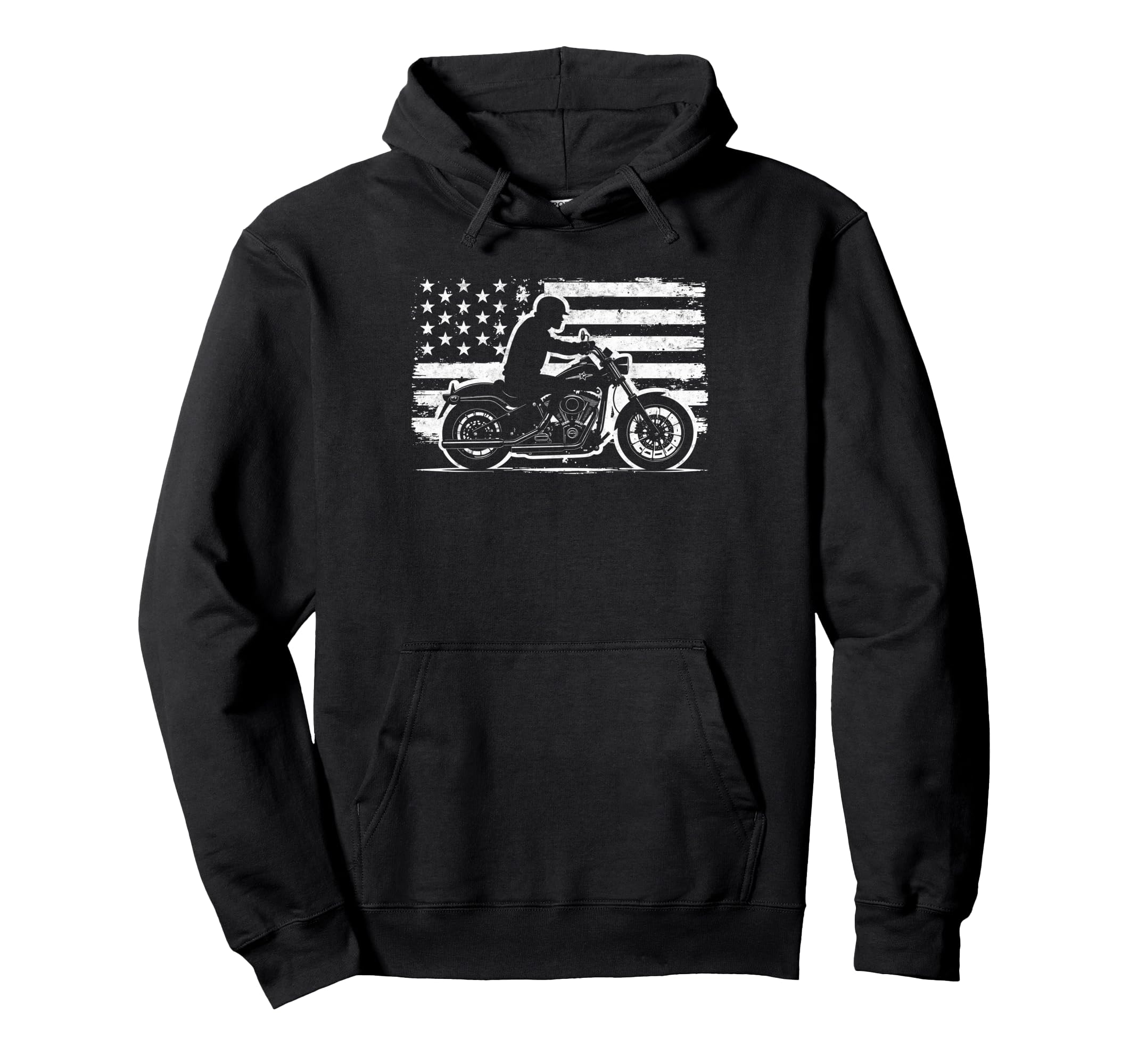 Us Flag Biker Riding Lover Motorcycle Hoodie - Graphic Print Men Women - T-Shirt, Sweatshirt, Hoodie