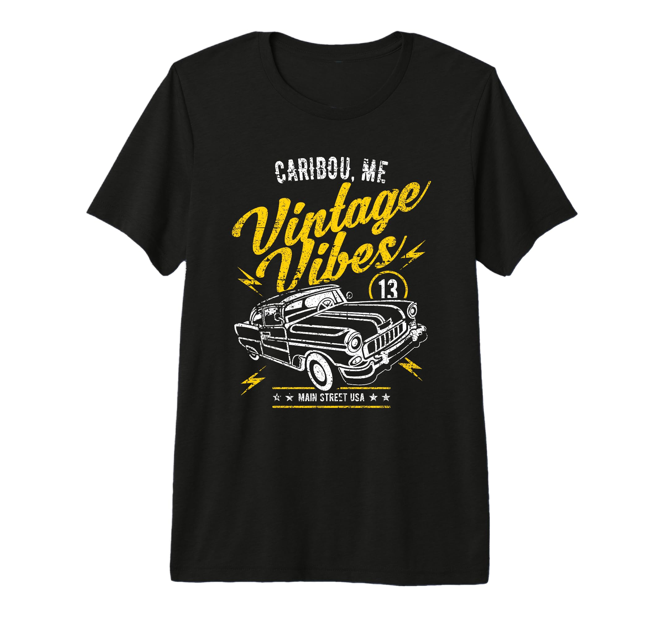 Caribou Maine Vibes Car Distressed Tri T-Shirt - Trendy Graphic for Adults - T-Shirt, Sweatshirt, Hoodie