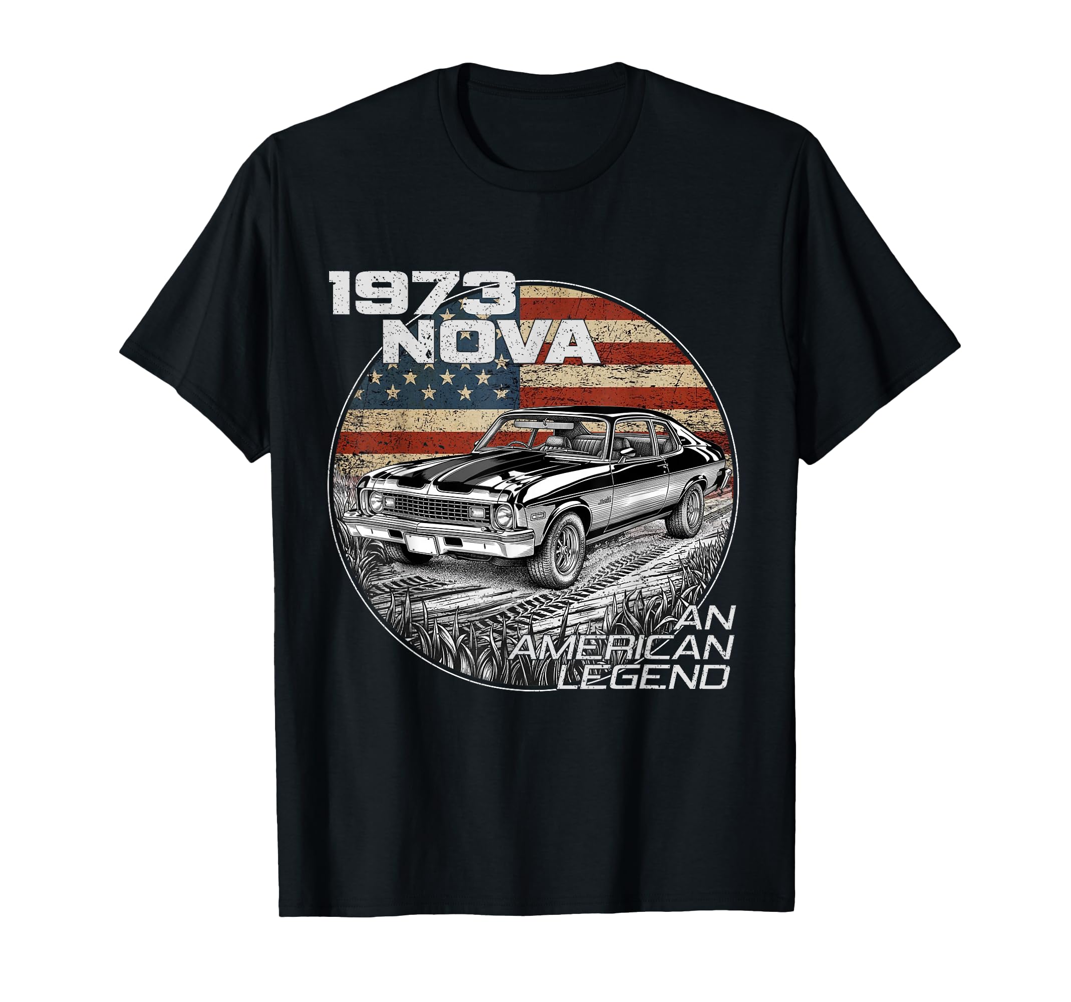 1973 73 Nova Silhouette Muscle Car T-Shirt - Custom Art Print for Adults - T-Shirt, Sweatshirt, Hoodie