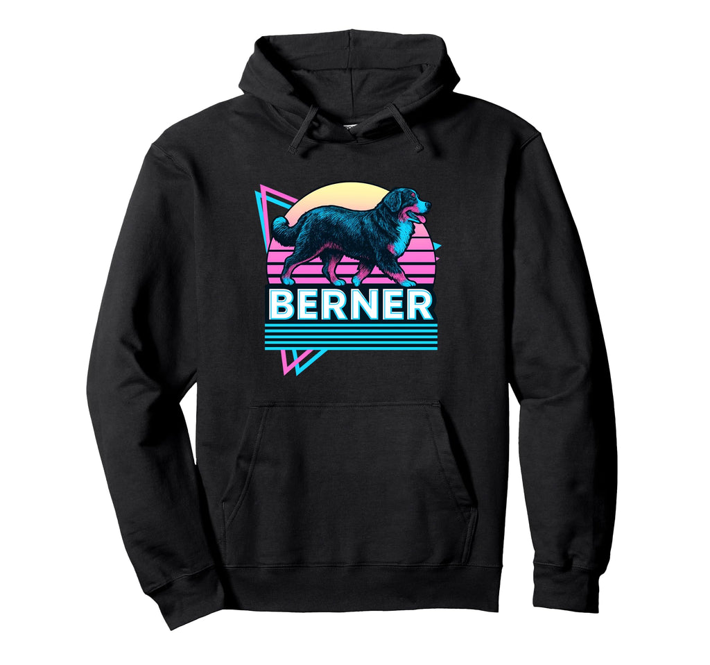 Bernese Mountain Dog Synthwave Aesthetic Hoodie - Minimalist Print Unisex - T-Shirt, Sweatshirt, Hoodie