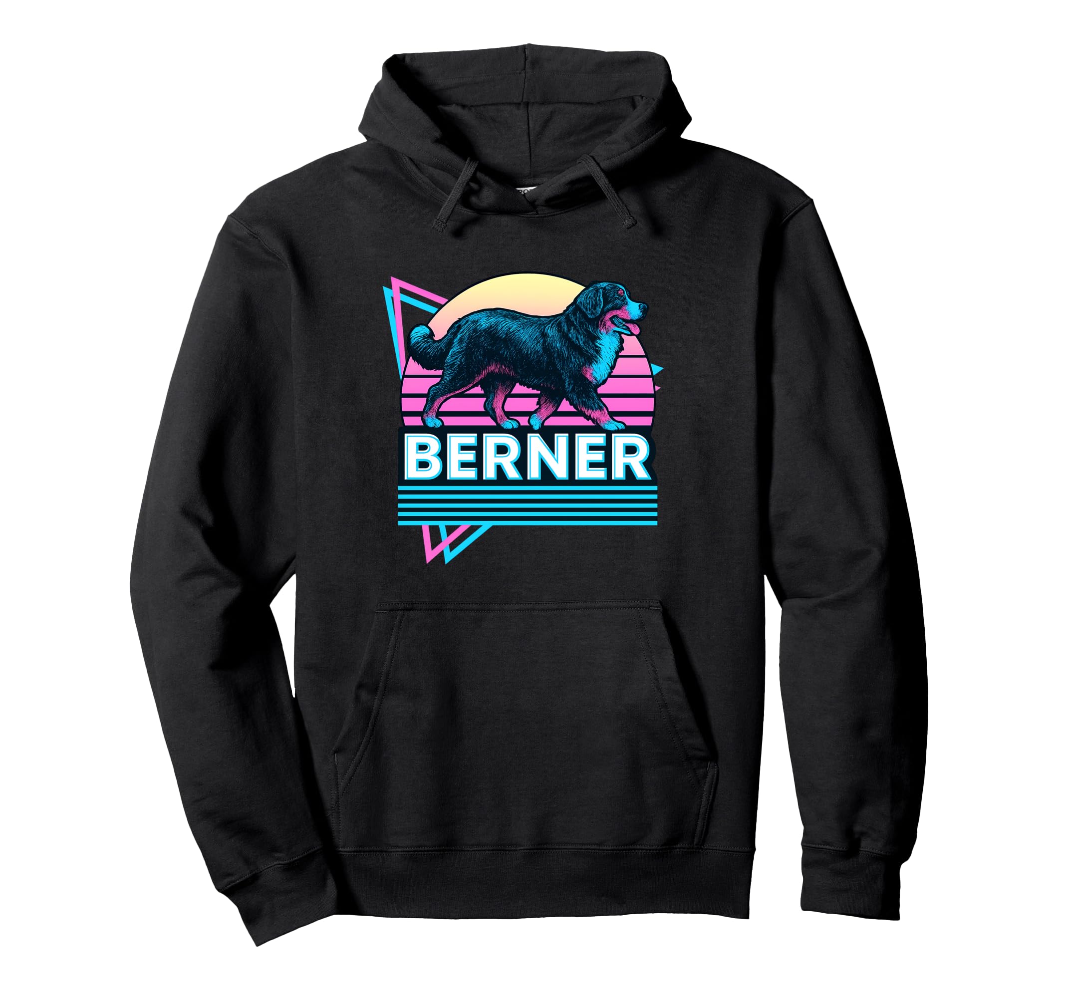 Bernese Mountain Dog Synthwave Aesthetic Hoodie - Minimalist Print Unisex - T-Shirt, Sweatshirt, Hoodie