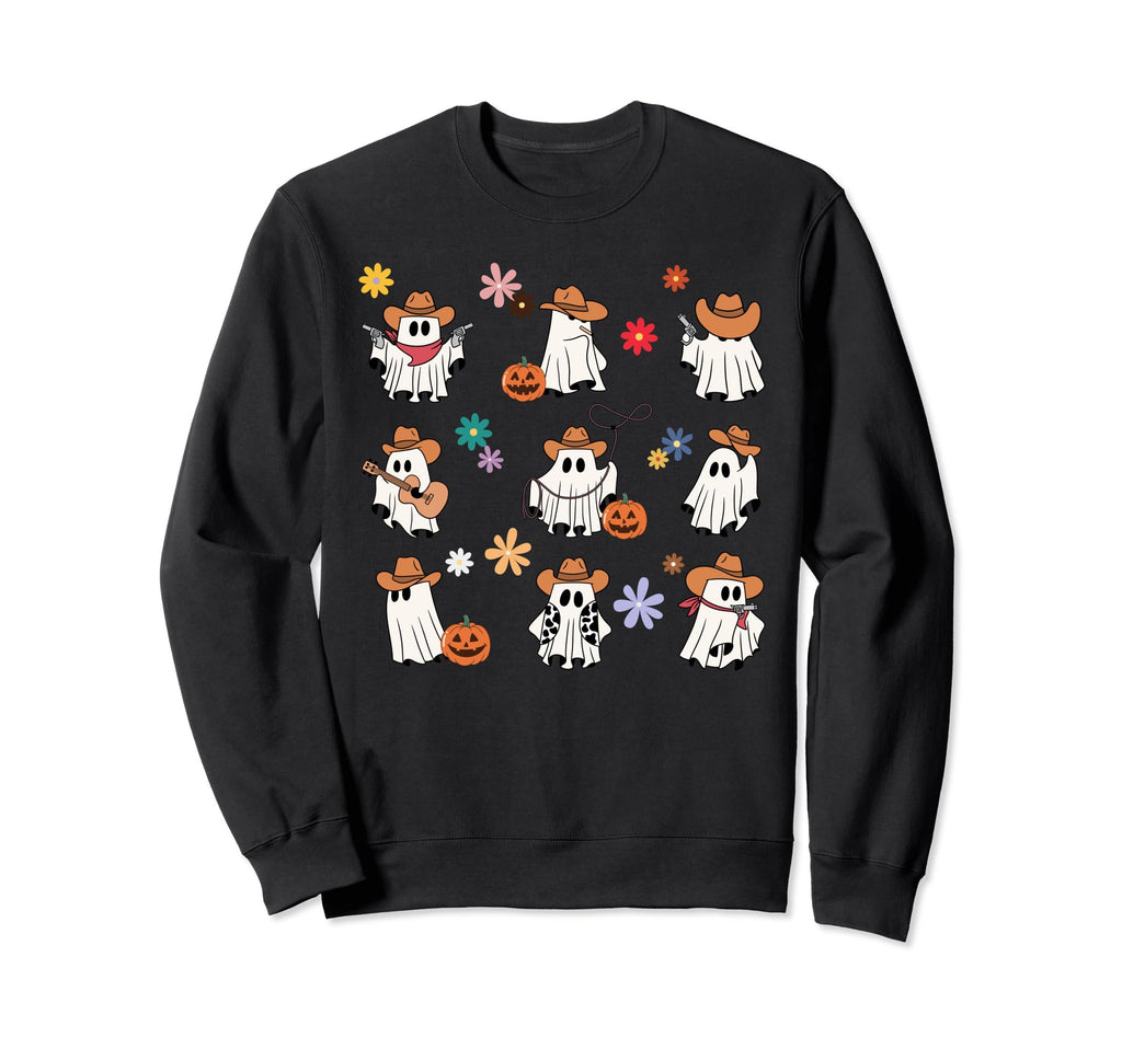 Ghost Cowboy Halloween Western Sweatshirt - Casual Everyday Wear Men Women - T-Shirt, Sweatshirt, Hoodie
