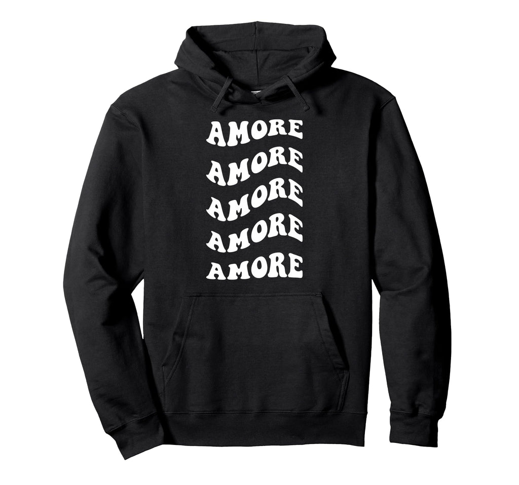 Amore Wavy Text Hoodie - Minimalist Print Unisex - T-Shirt, Sweatshirt, Hoodie