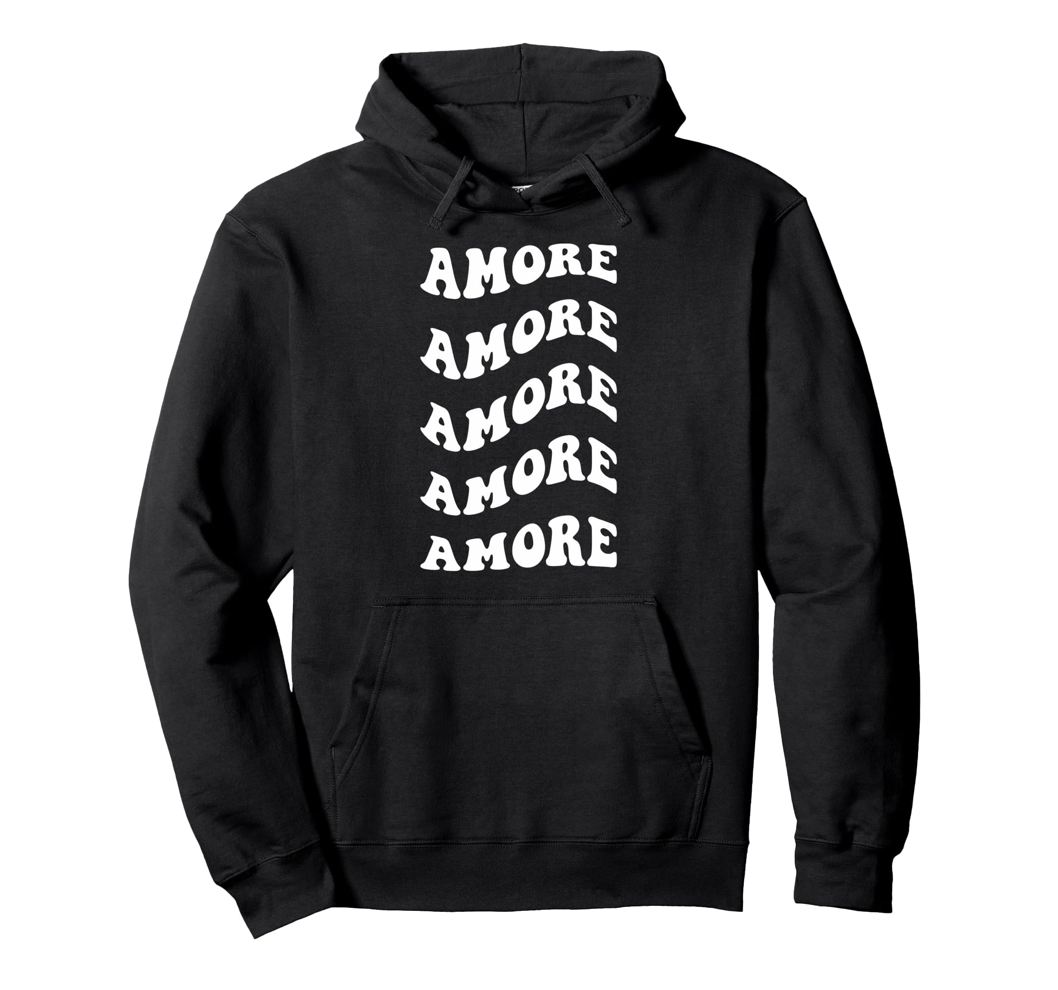 Amore Wavy Text Hoodie - Minimalist Print Unisex - T-Shirt, Sweatshirt, Hoodie