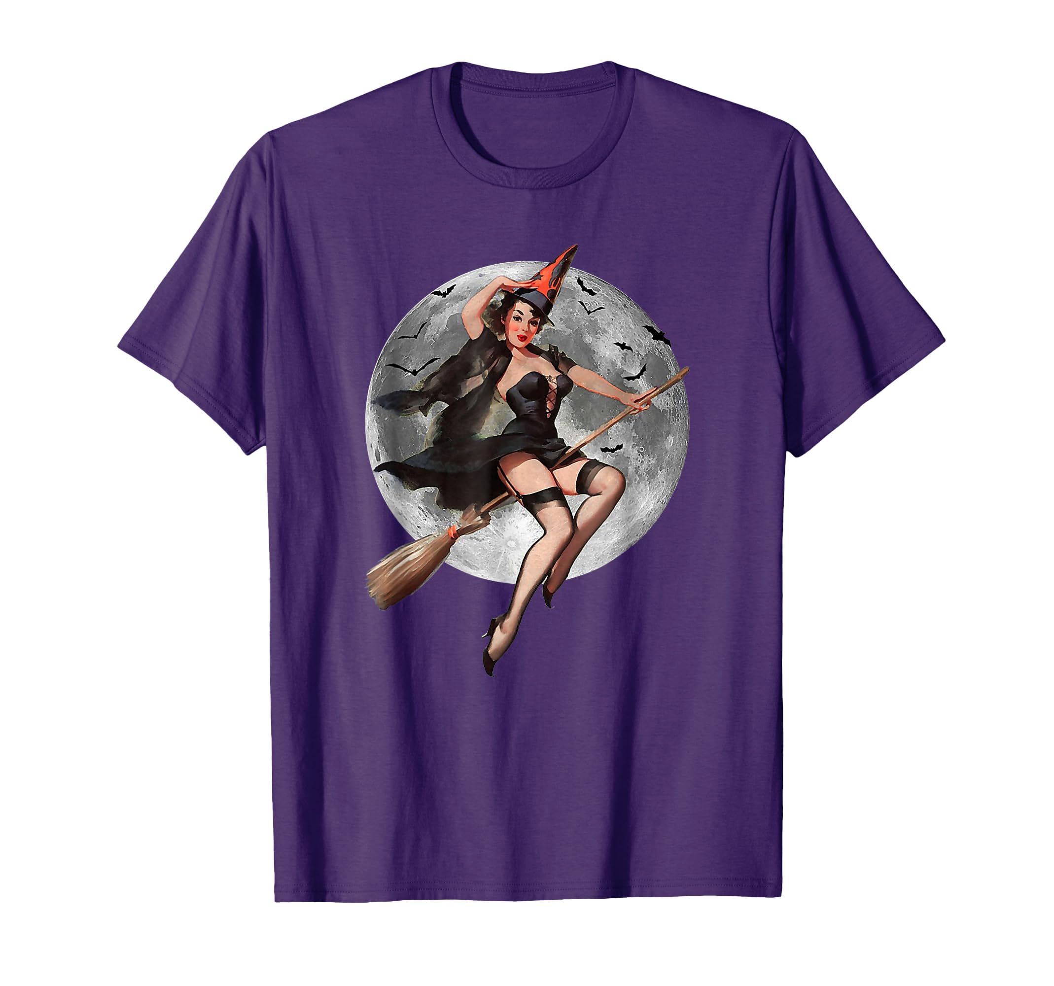 Pin Up Witch Halloween Pinup T-Shirt - Aesthetic Graphic Unisex - T-Shirt, Sweatshirt, Hoodie
