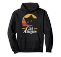 Cat Aunt Eighties Sun Cat Distressed Hoodie - Minimalist Print for Adults - T-Shirt, Sweatshirt, Hoodie