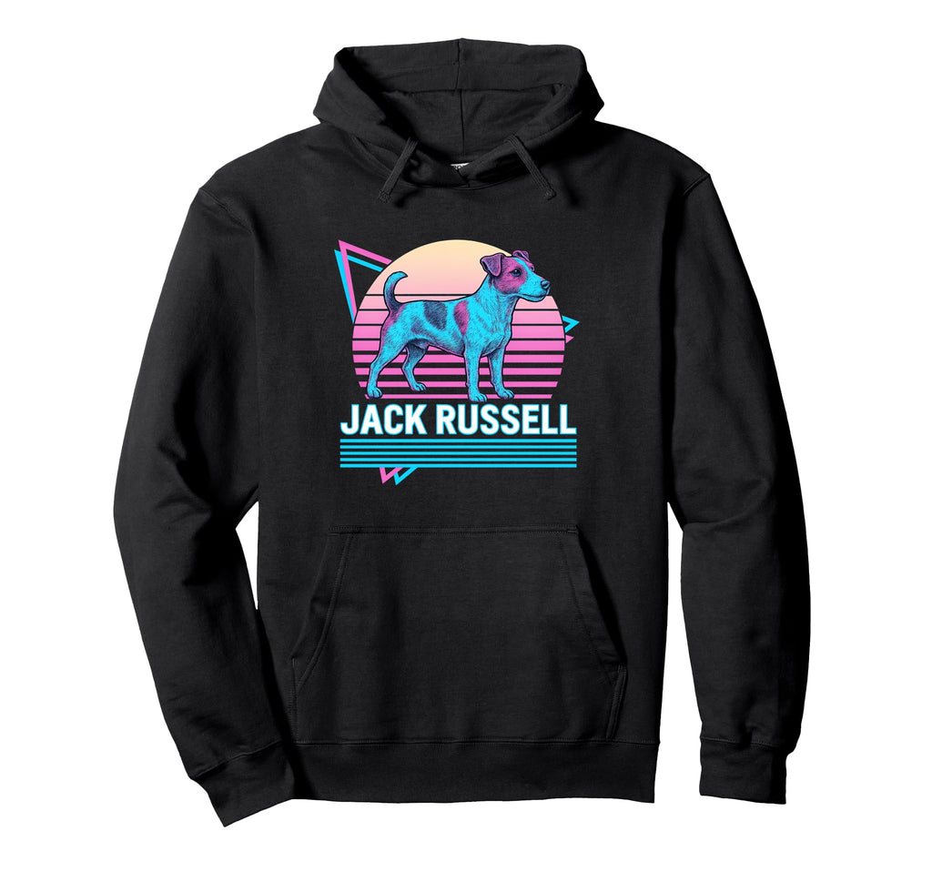 Jack Russell Terrier Synthwave Aesthetic Hoodie - Novelty Apparel Unisex - T-Shirt, Sweatshirt, Hoodie