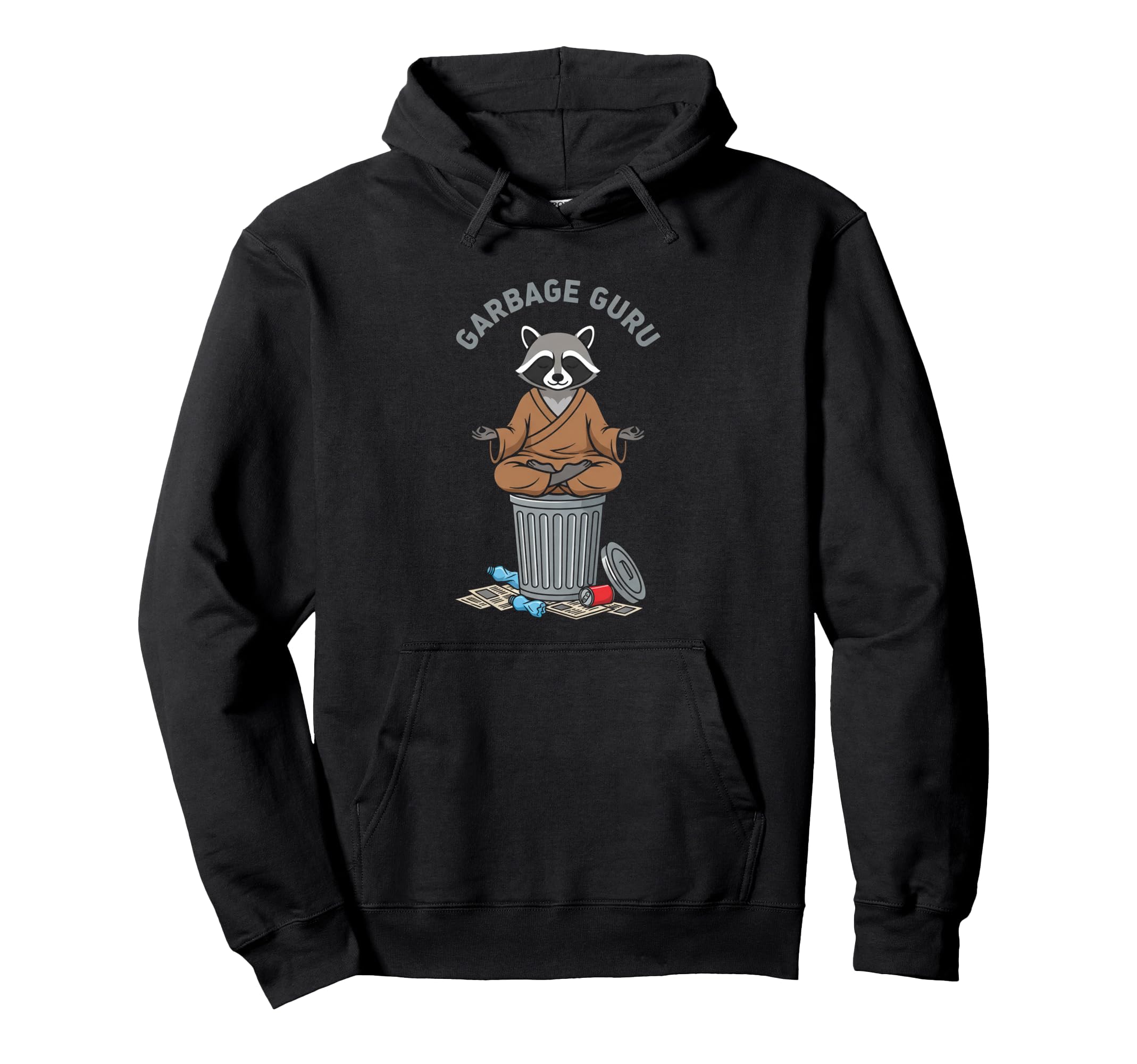 Garbage Guru Zen Raccoon Meditation Hoodie - Unique Graphic Men Women - T-Shirt, Sweatshirt, Hoodie
