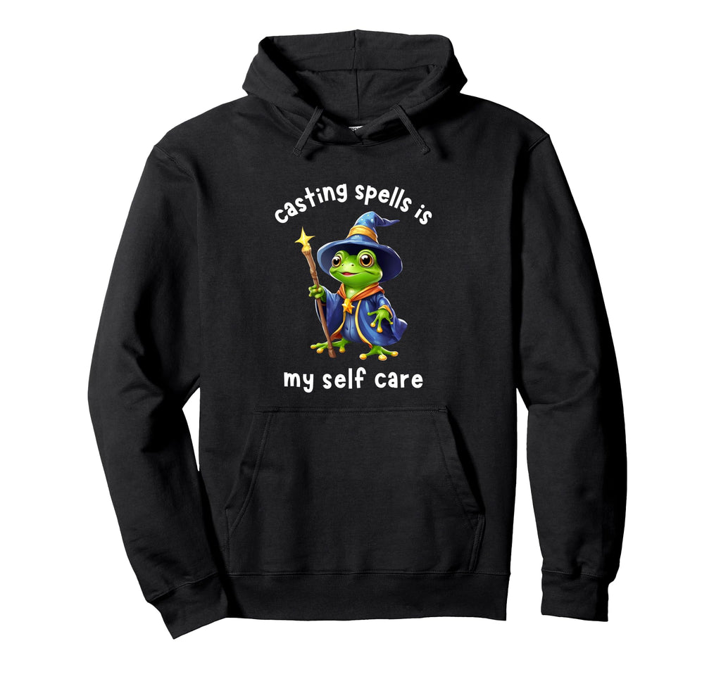 Wizard Frog Casting Spells Is Self Care Hoodie - Aesthetic Graphic Unisex - T-Shirt, Sweatshirt, Hoodie