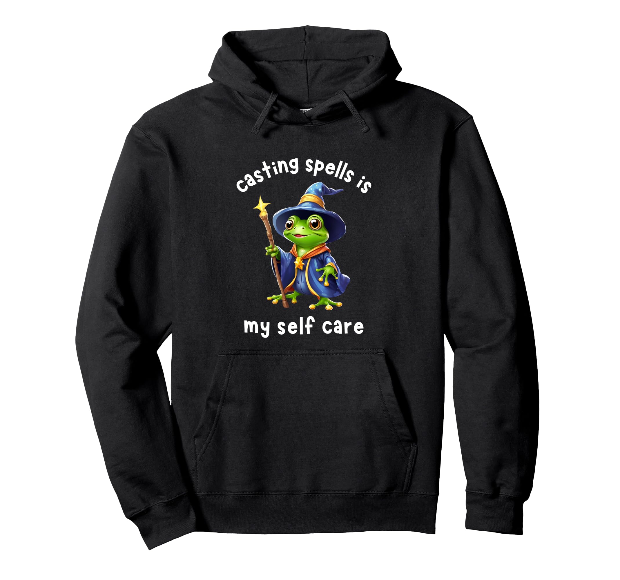 Wizard Frog Casting Spells Is Self Care Hoodie - Aesthetic Graphic Unisex - T-Shirt, Sweatshirt, Hoodie