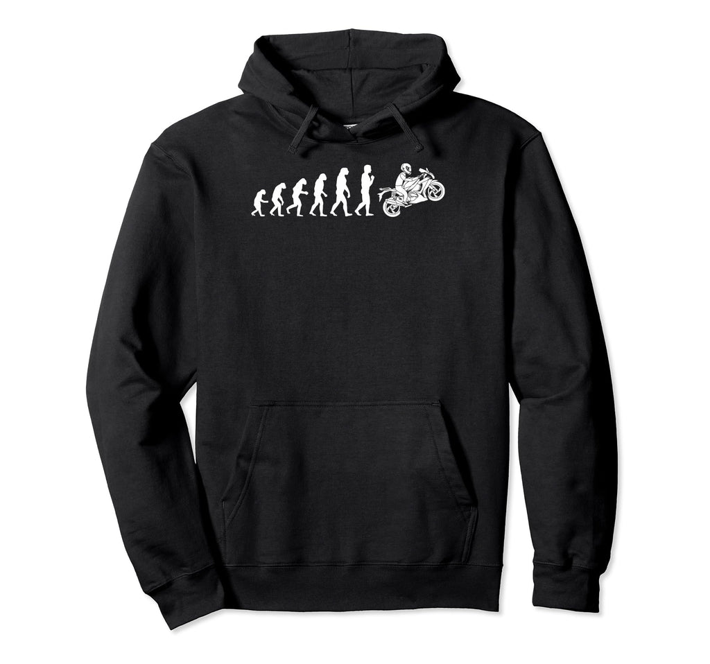 Evolution Motorbike Wheelie Funny Motor Hoodie - Graphic Print Men Women - T-Shirt, Sweatshirt, Hoodie
