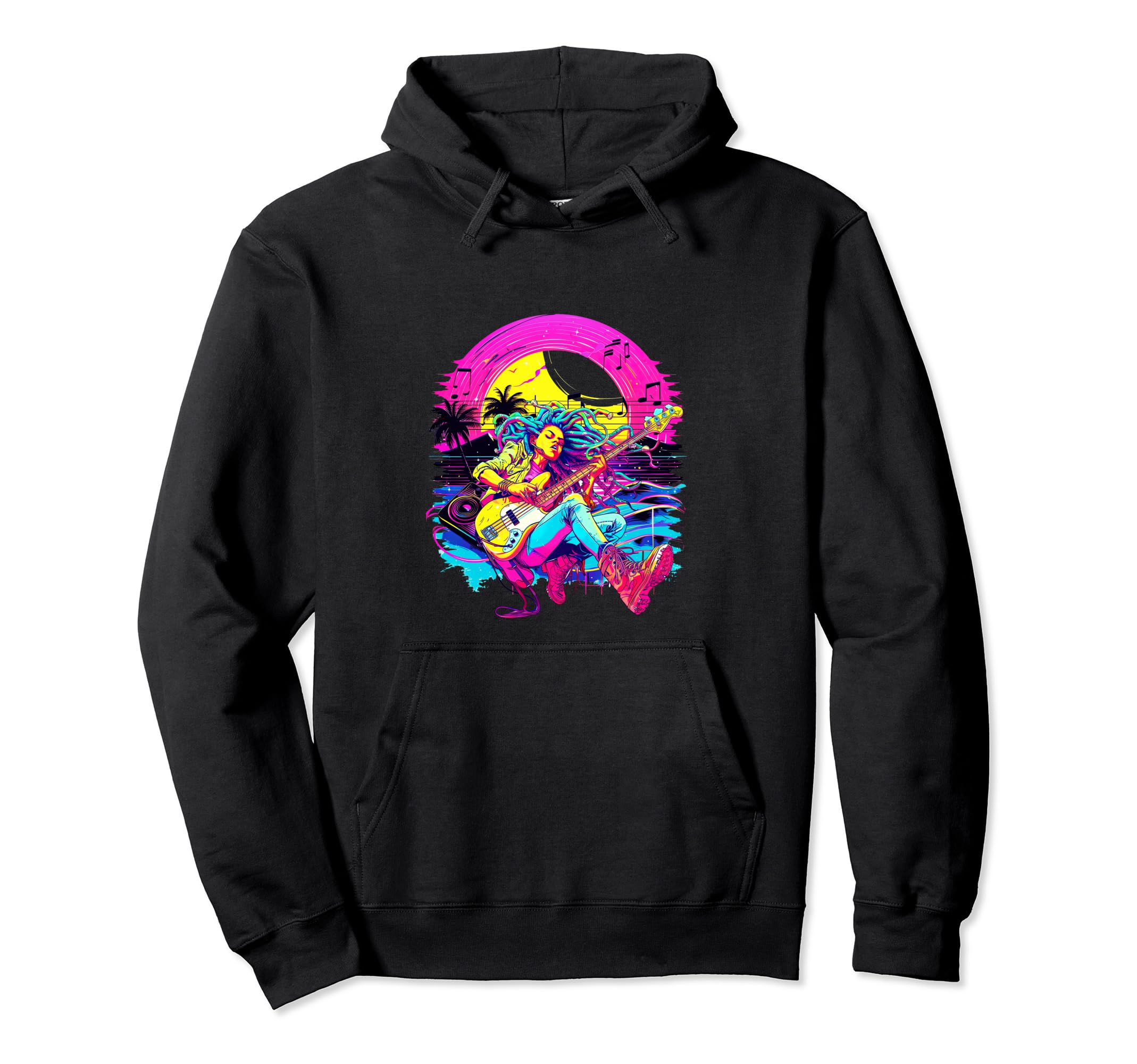 80S 90S Streetwear Synthwave Guitar Hoodie - Casual Everyday Wear Unisex - T-Shirt, Sweatshirt, Hoodie