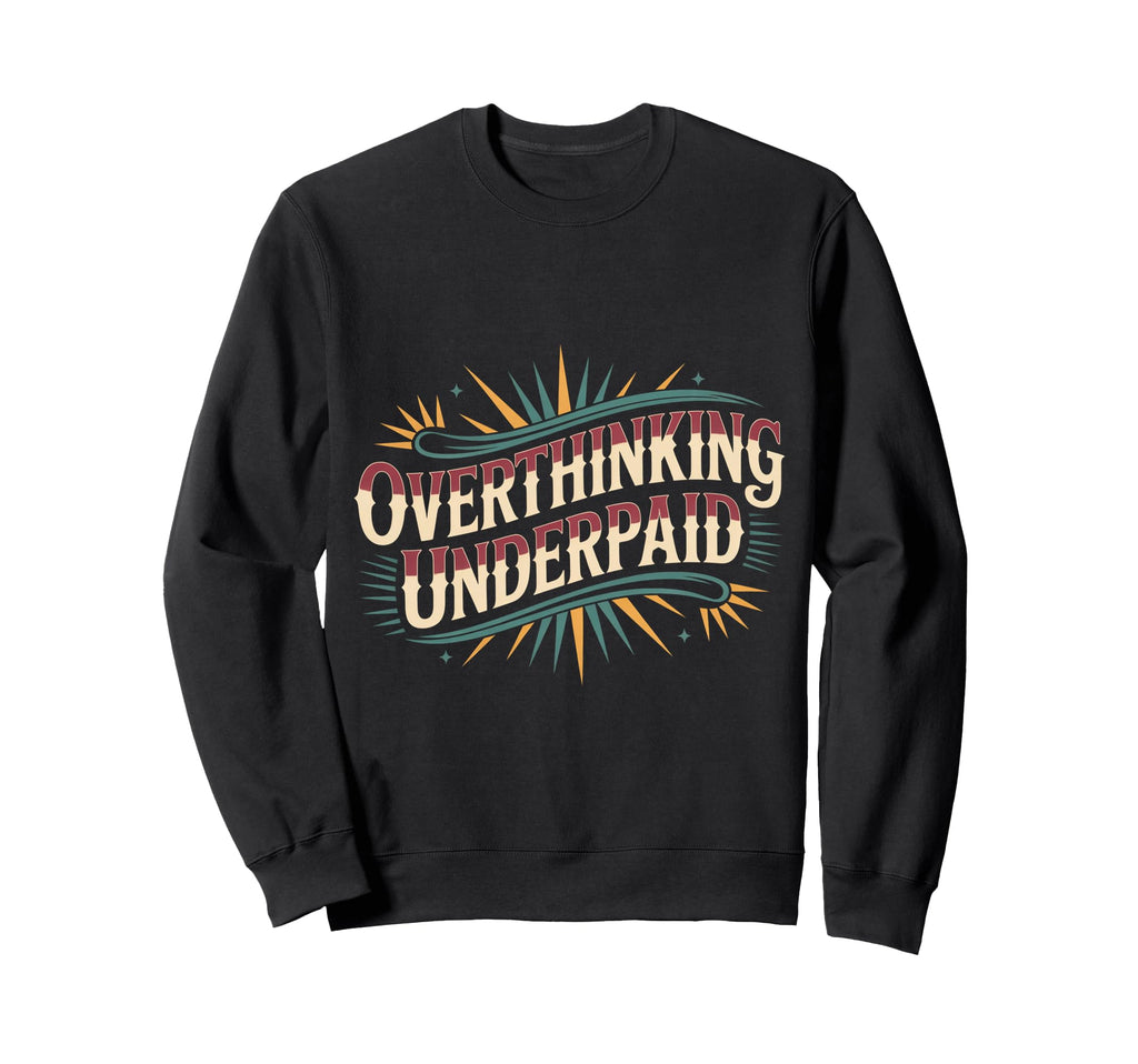 Overthinking Underpaid Employee Stress Sweatshirt - Graphic Print Unisex - T-Shirt, Sweatshirt, Hoodie