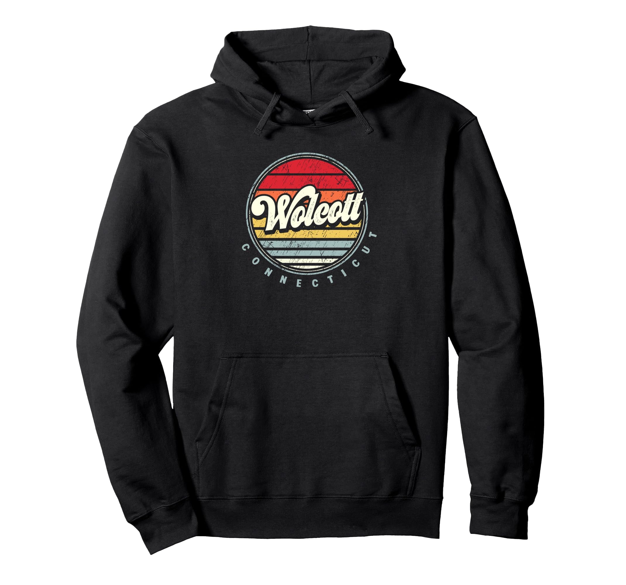 Wolcott Home State 70S Sunset Hoodie - Unique Graphic Unisex - T-Shirt, Sweatshirt, Hoodie