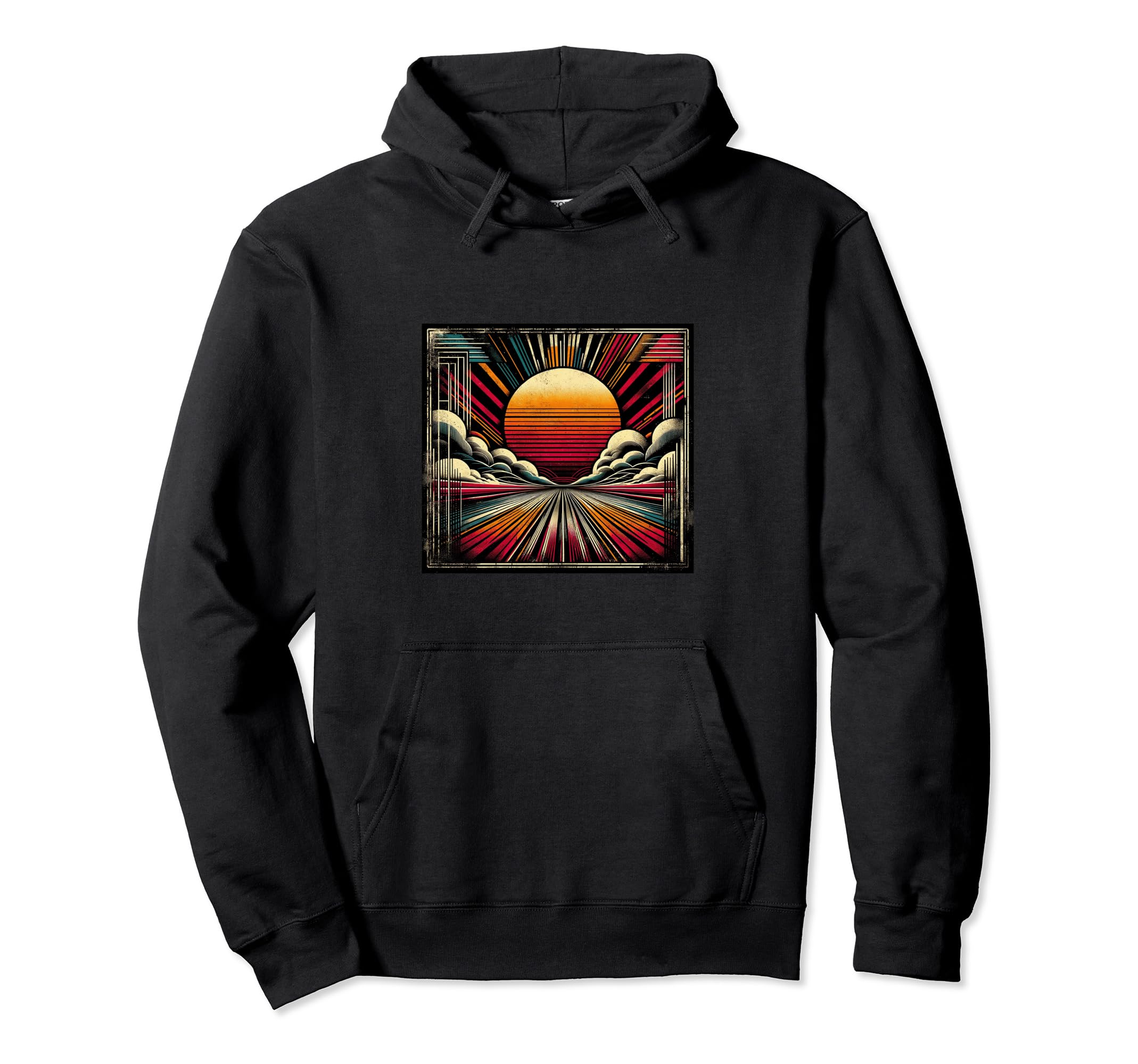 Distressed Abstract Sunrise Hoodie - Minimalist Print Unisex - T-Shirt, Sweatshirt, Hoodie