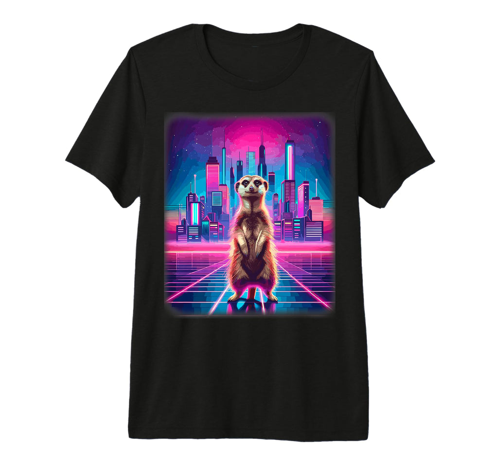 Synthwave Aesthetic Meerkat Lover Stuff T-Shirt - Custom Art Print Unisex - T-Shirt, Sweatshirt, Hoodie