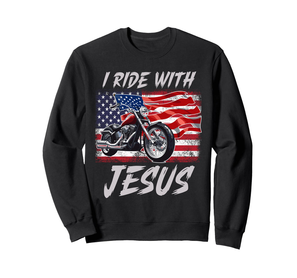 Motorcycle Gifting Ideas Usa Flag Faith Sweatshirt - Unique Graphic Unisex - T-Shirt, Sweatshirt, Hoodie