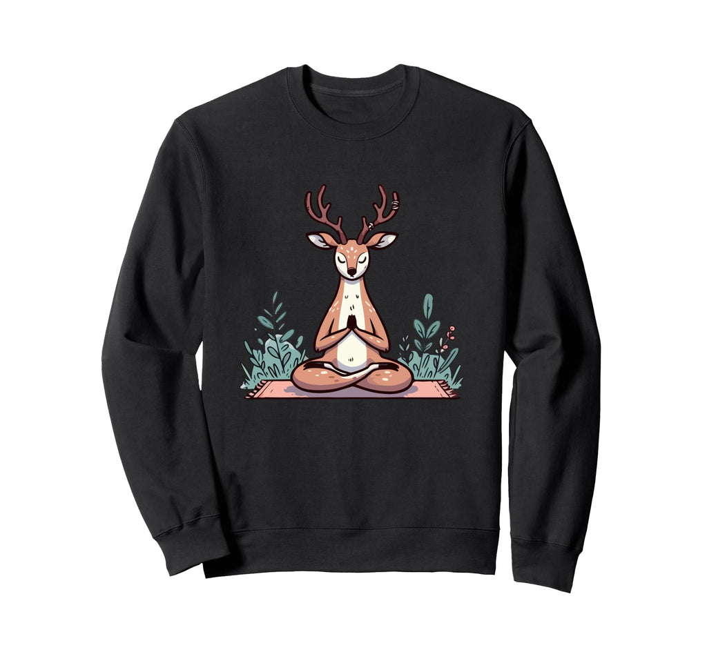 Meditation Deer Yoga Pose Relaxing Sweatshirt - Graphic Print for Adults - T-Shirt, Sweatshirt, Hoodie