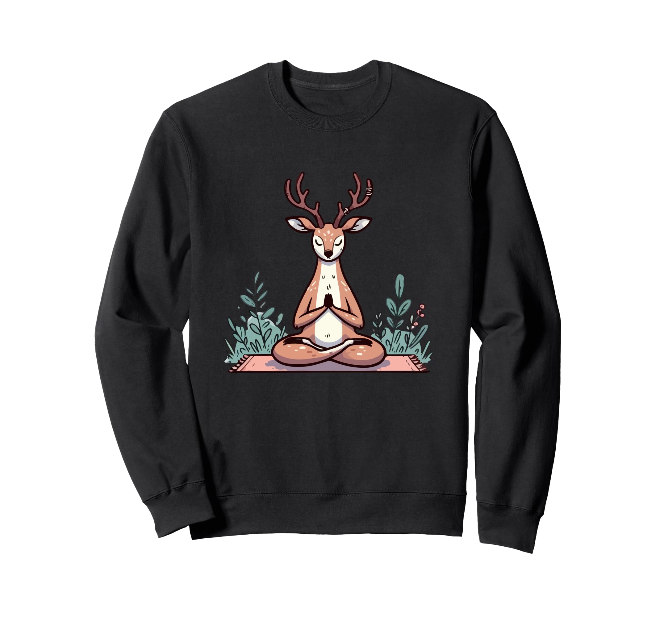 Meditation Deer Yoga Pose Relaxing Sweatshirt - Graphic Print for Adults - T-Shirt, Sweatshirt, Hoodie