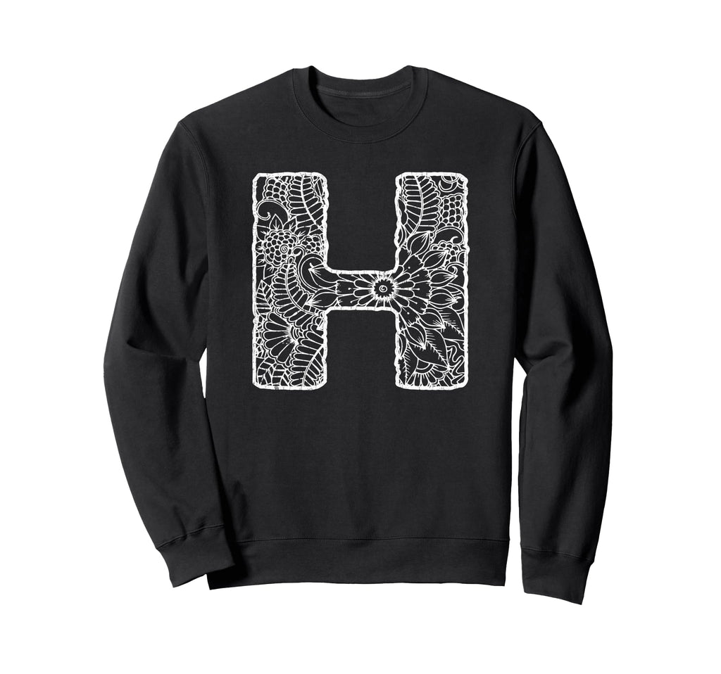 Capital Letter H Floral Chic Boho Sweatshirt - Custom Art Print for Adults - T-Shirt, Sweatshirt, Hoodie