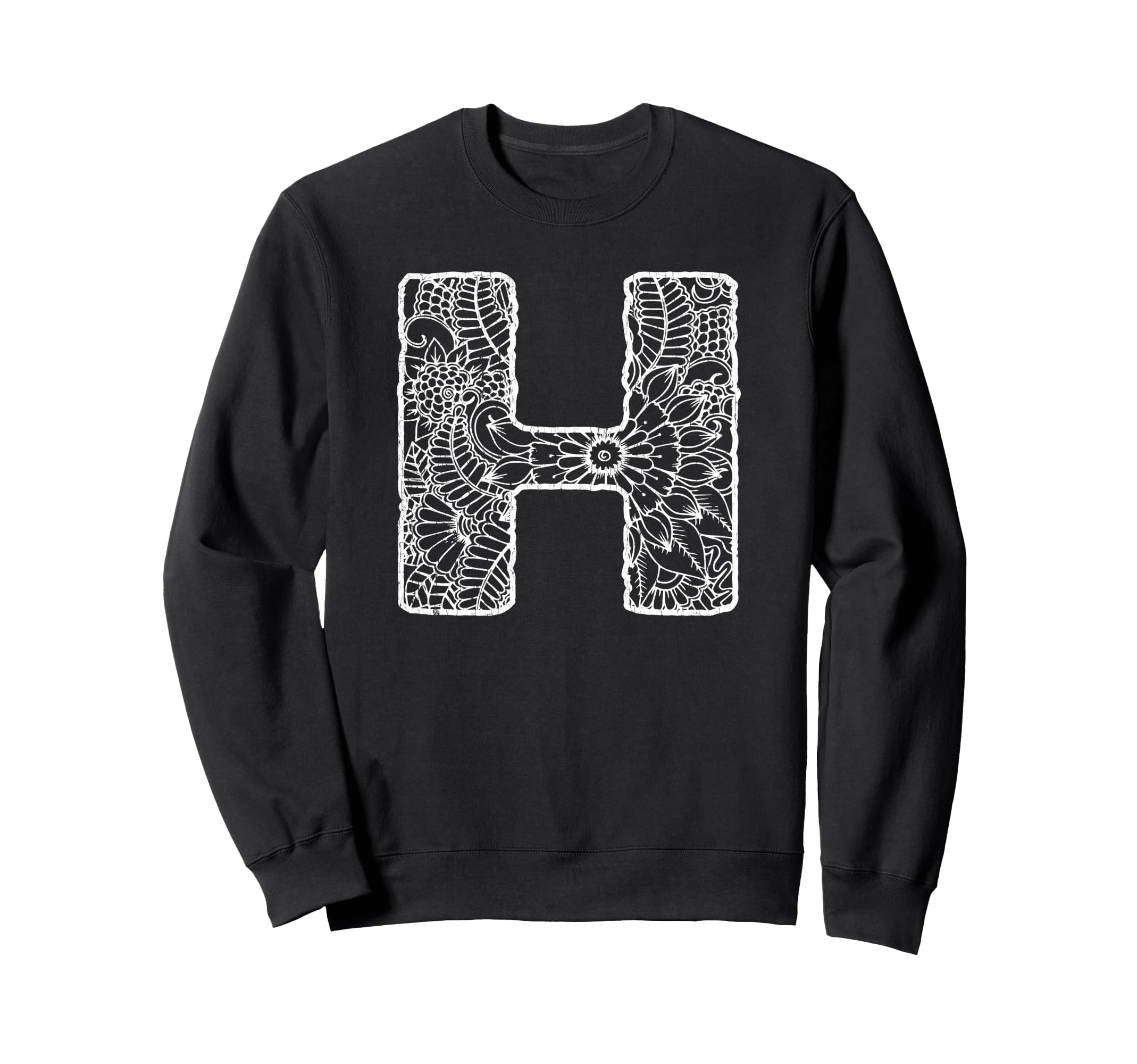 Capital Letter H Floral Chic Boho Sweatshirt - Custom Art Print for Adults - T-Shirt, Sweatshirt, Hoodie