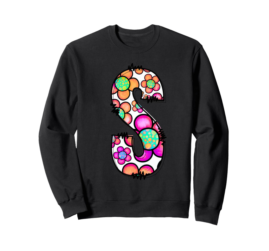 Floral Letter S Colorful Flower Sweatshirt - Graphic Print Men Women - T-Shirt, Sweatshirt, Hoodie