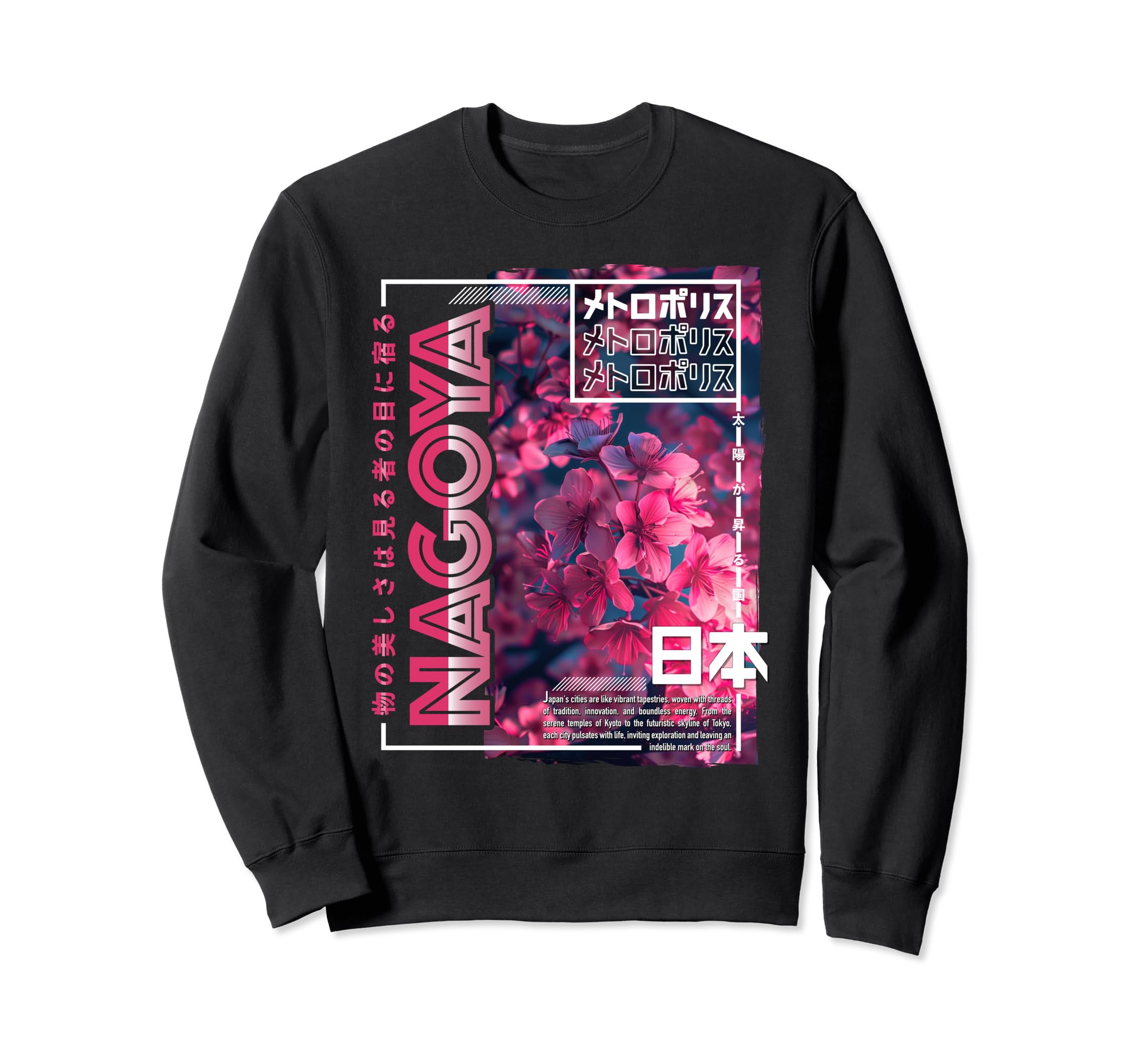 Nagoya City 80S Synthwave Cherry Sweatshirt - Minimalist Print Men Women - T-Shirt, Sweatshirt, Hoodie
