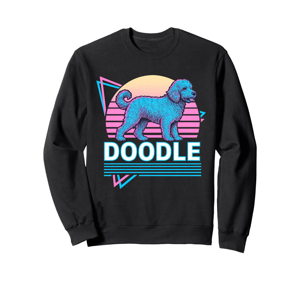 Goldendoodle Synthwave Aesthetic Dog Sweatshirt - Graphic Print for Adults - T-Shirt, Sweatshirt, Hoodie