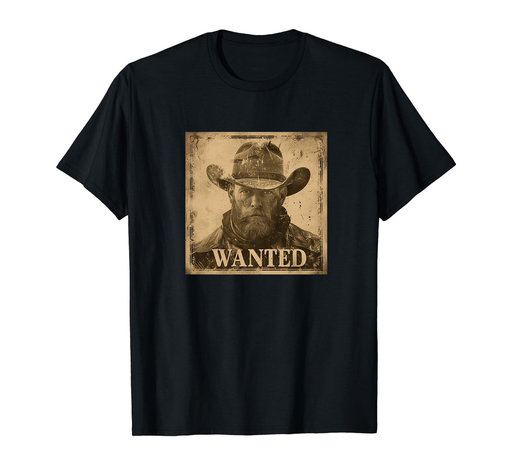 Wanted Mugshot Cowboy Western T-Shirt - Fun Novelty Design Men Women - T-Shirt, Sweatshirt, Hoodie