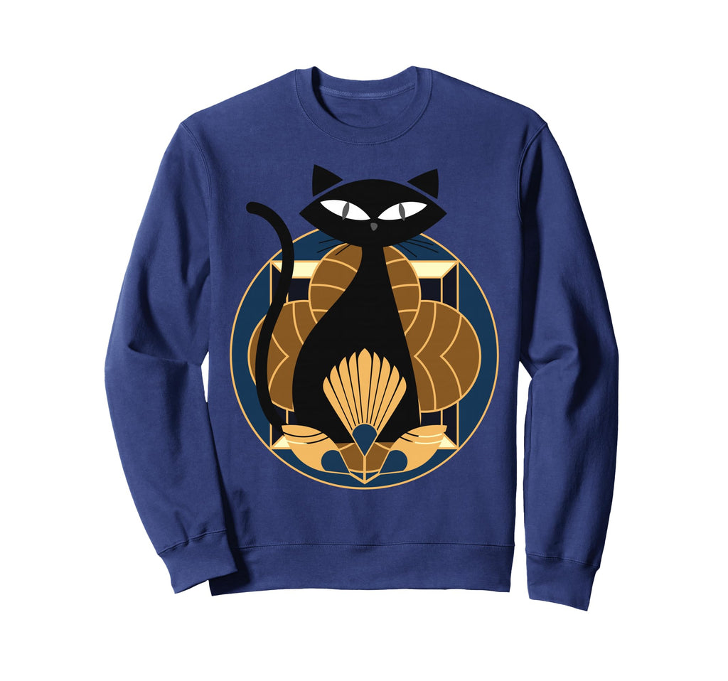Black Cat Mid Century Modern Art Sweatshirt - Custom Art Print Men Women - T-Shirt, Sweatshirt, Hoodie