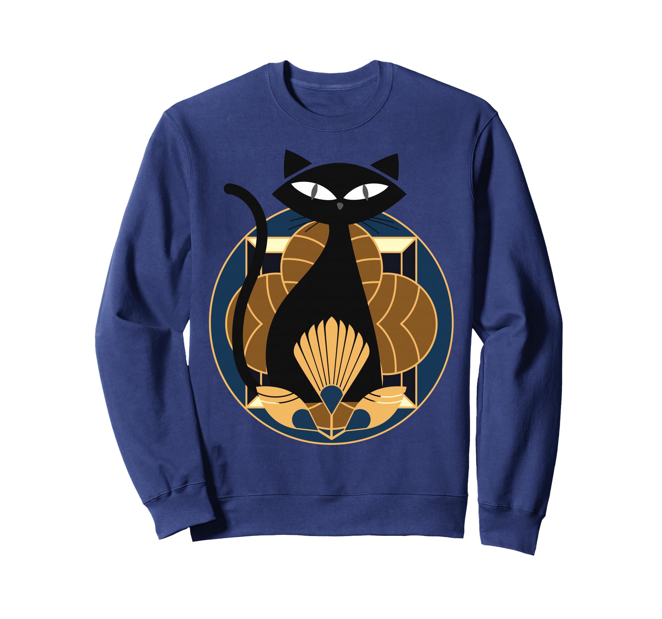 Black Cat Mid Century Modern Art Sweatshirt - Custom Art Print Men Women - T-Shirt, Sweatshirt, Hoodie