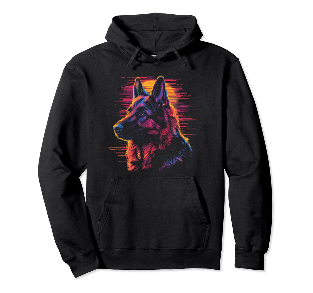 German Shepherd Dog Vaporwave Retrowave Hoodie - Graphic Print Men Women - T-Shirt, Sweatshirt, Hoodie