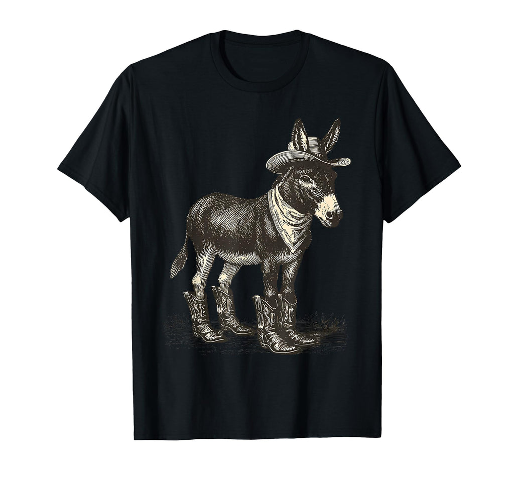 Country Cowboy Donkey Rodeo Cowgirl T-Shirt - Unique Graphic Men Women - T-Shirt, Sweatshirt, Hoodie