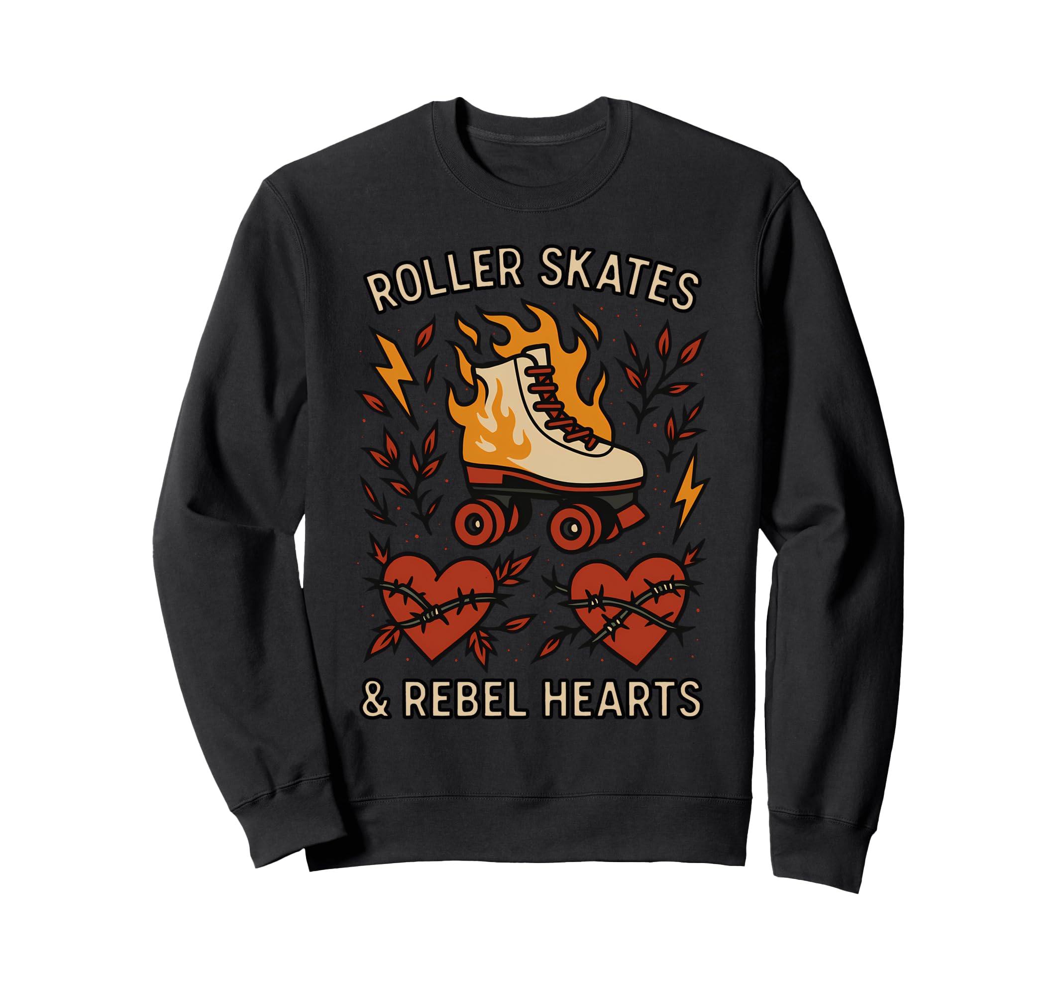 Roller Skates And Rebel Hearts Sweatshirt - Aesthetic Graphic Unisex - T-Shirt, Sweatshirt, Hoodie