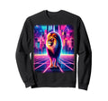 Synthwave Aesthetic Lion Lover Sweatshirt - Custom Art Print Men Women - T-Shirt, Sweatshirt, Hoodie