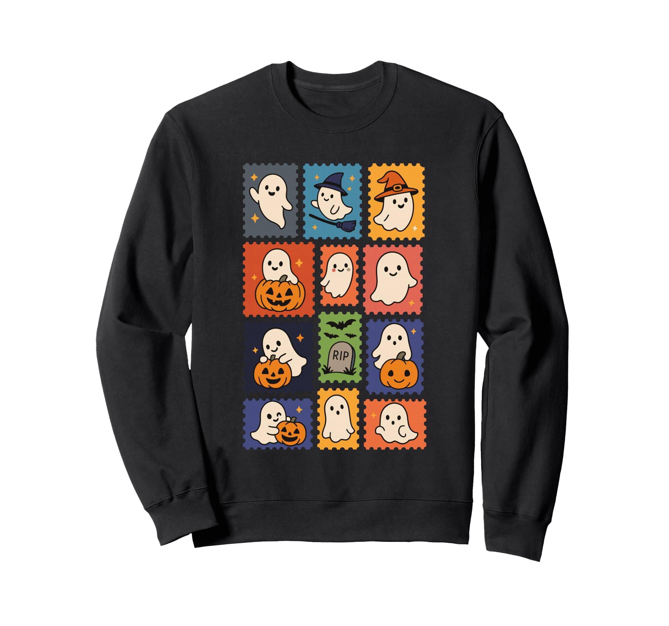 Gothic Halloween Spooky Stamps Monster Sweatshirt - Trendy Graphic Unisex - T-Shirt, Sweatshirt, Hoodie
