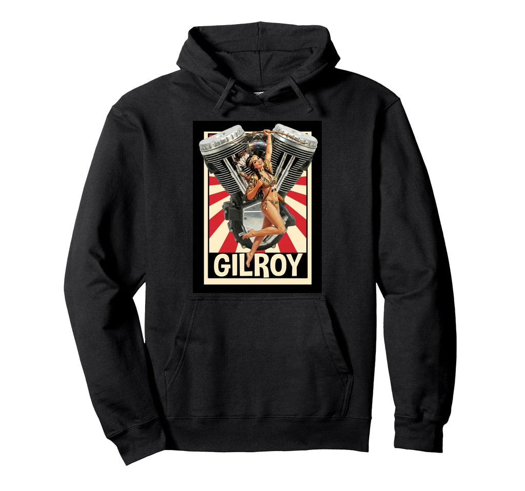 Gilroy Pinup Motorcycle Engine Art Hoodie - Custom Art Print for Adults - T-Shirt, Sweatshirt, Hoodie