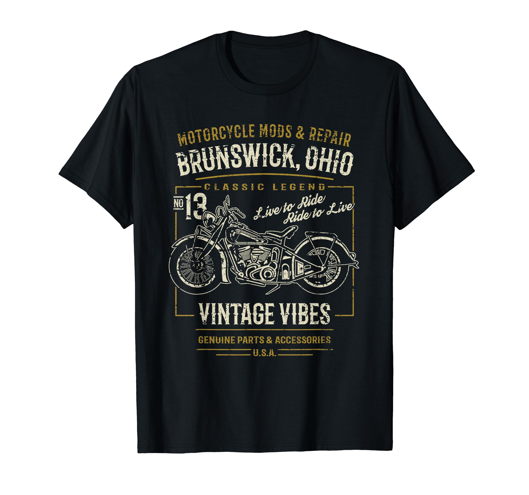 Brunswick Oh Usa Distressed Motorcycle T-Shirt - Novelty Apparel Men Women - T-Shirt, Sweatshirt, Hoodie