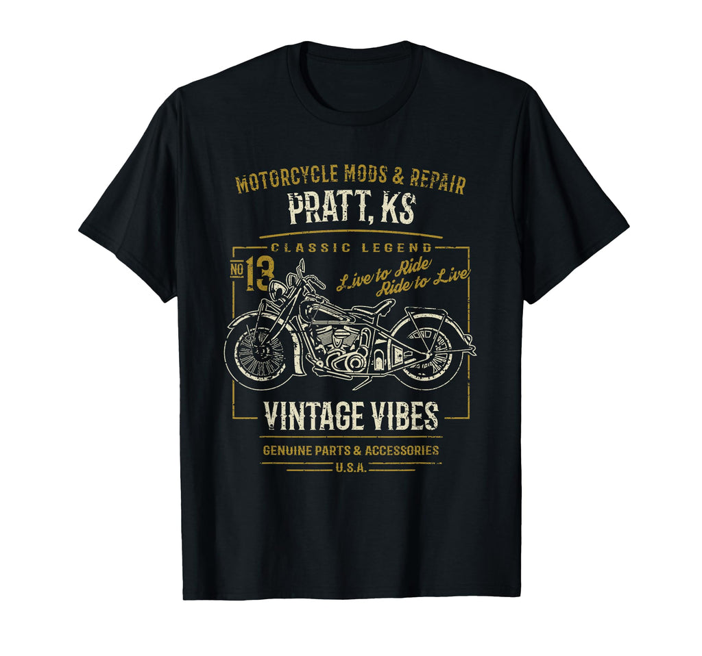 Pratt Ks Usa Motorcycle Distressed T-Shirt - Streetwear Style Men Women - T-Shirt, Sweatshirt, Hoodie