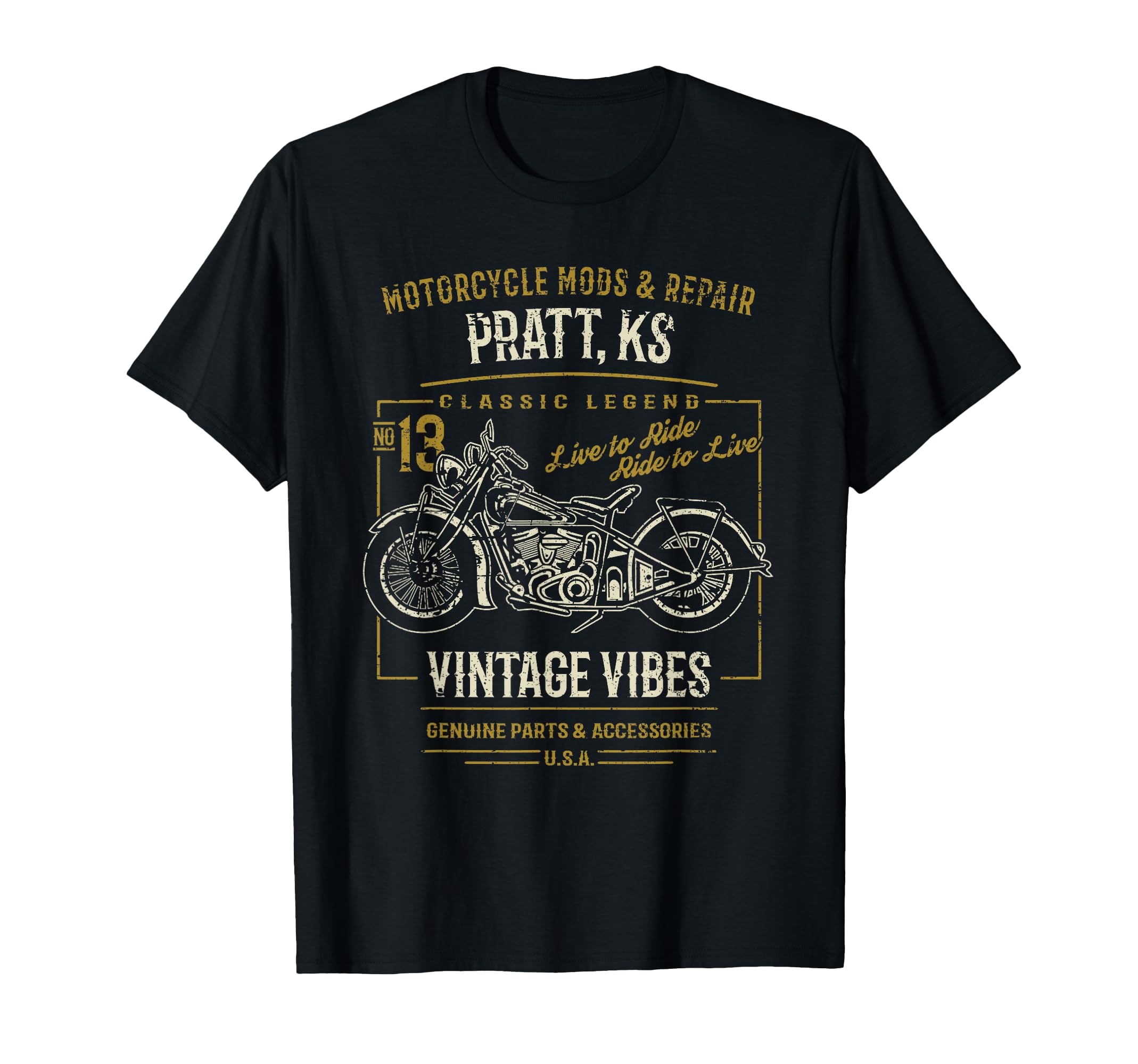 Pratt Ks Usa Motorcycle Distressed T-Shirt - Streetwear Style Men Women - T-Shirt, Sweatshirt, Hoodie