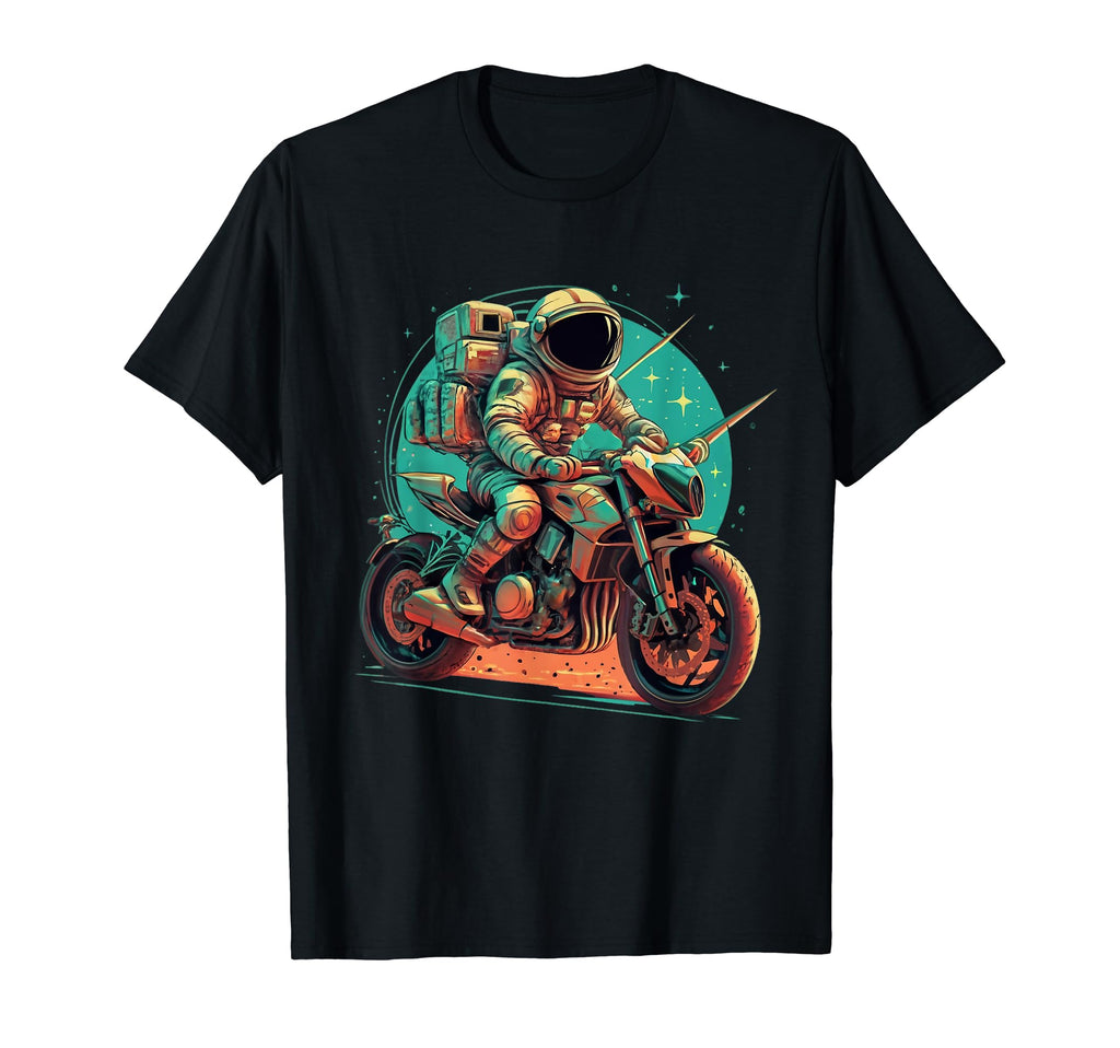 Astronaut Riding Motorcycle Space T-Shirt - Graphic Print Men Women - T-Shirt, Sweatshirt, Hoodie