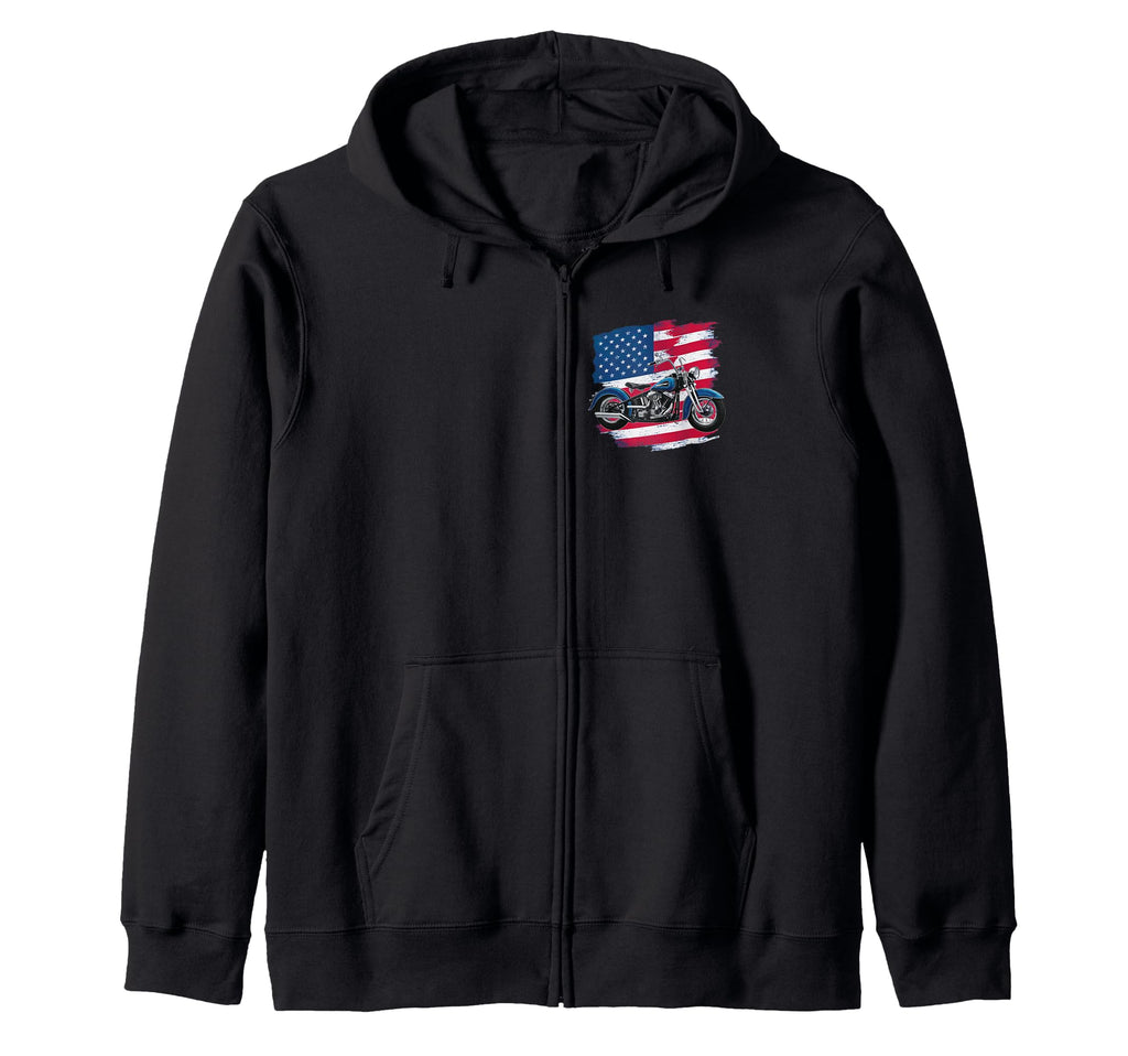 Ts Shop American Usa Flag Motorcycle T-Shirt - Minimalist Print for Adults - T-Shirt, Sweatshirt, Hoodie