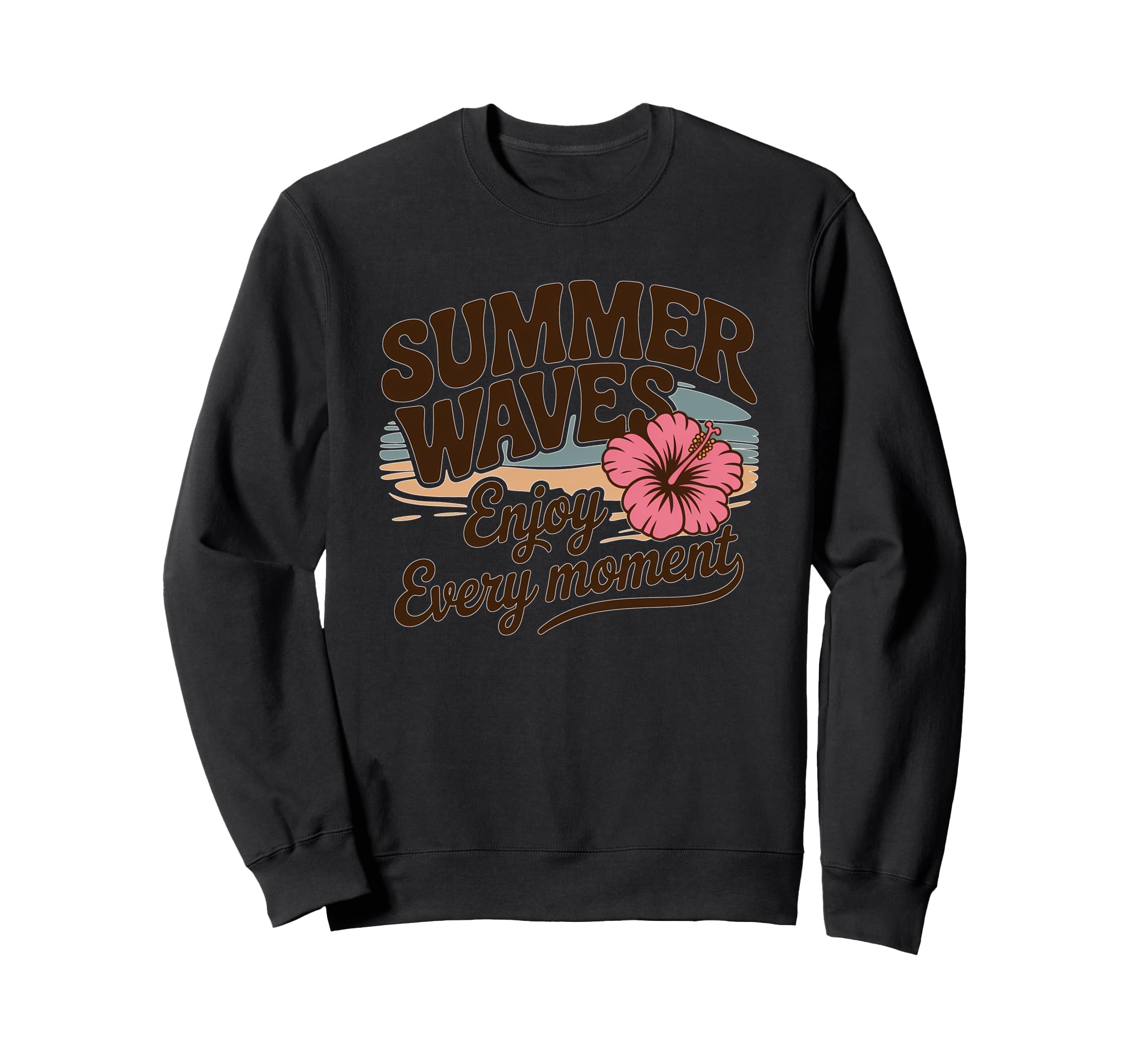 Typography Summer Vibes Summer Waves Sweatshirt - Unique Graphic for Adults - T-Shirt, Sweatshirt, Hoodie
